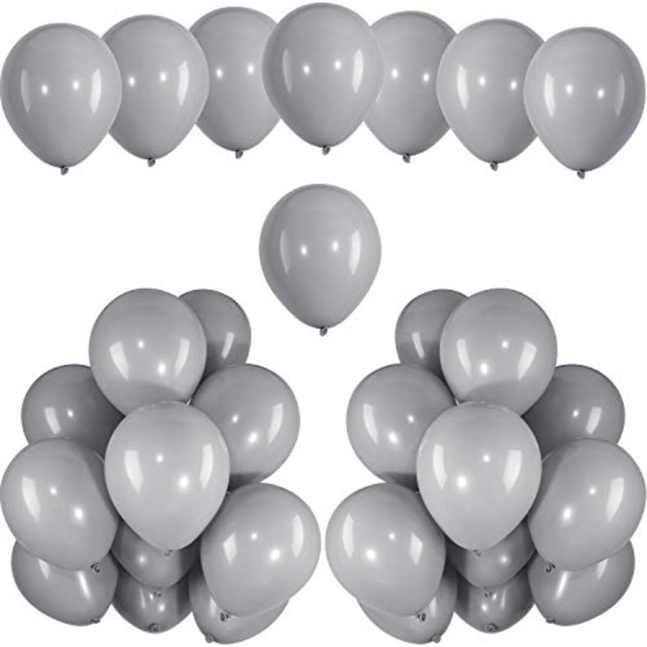 100 Pack 12 Inch Gray Balloons - Latex Balloons for Weddings, Birthday Parties, Bridal Showers, and Party Decorations